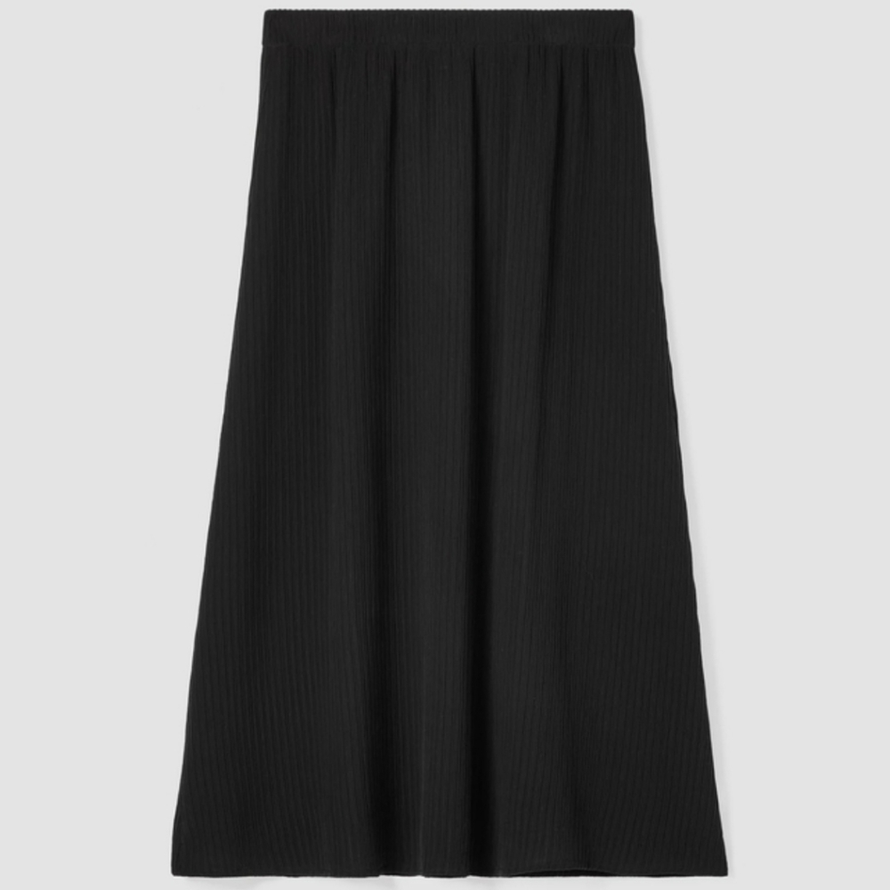 Eileen Fisher Black Accordion Silk  Jacquard A-Line Skirt Size XXS - Picture 3 of 9